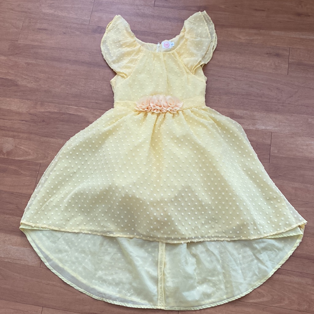 Yellow Unbalanced Textured Sun Dress